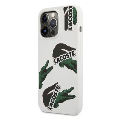 Zadní kryt Lacoste Liquid Silicone Allover Pattern pro iPhone 13 Pro White