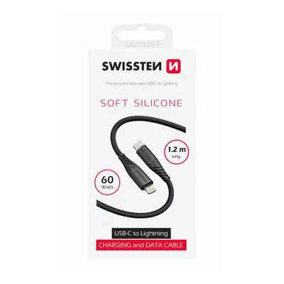 Datový kabel swissten soft silicone usb-c / lightning 1,2 m 60w černý