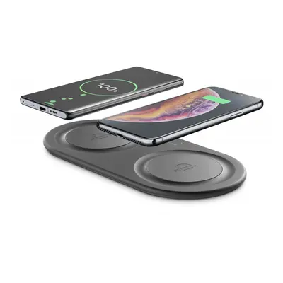 Bezdrátová nabíjecí stanice Cellularline Wireless Fast Charger Dual s 2 x 10W, Qi kompatibilní, 