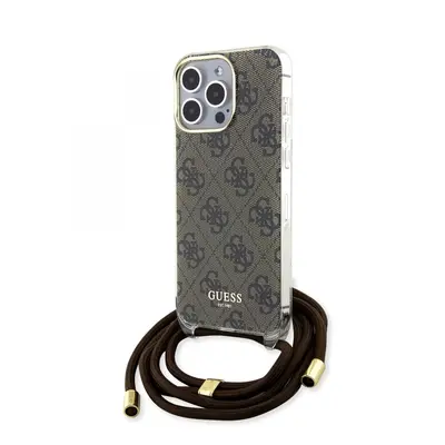 Guess IML 4G Printed Crossbody Zadní Kryt pro iPhone 15 Pro Brown