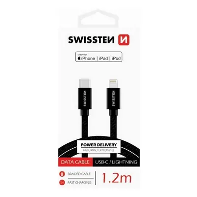 Datový kabel Swissten USB-C / Lightning MFi 1,2m černý 47878