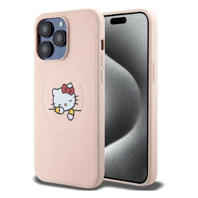 Hello Kitty PU Kitty Asleep Logo MagSafe Zadní Kryt pro iPhone 15 Pro Max Pink