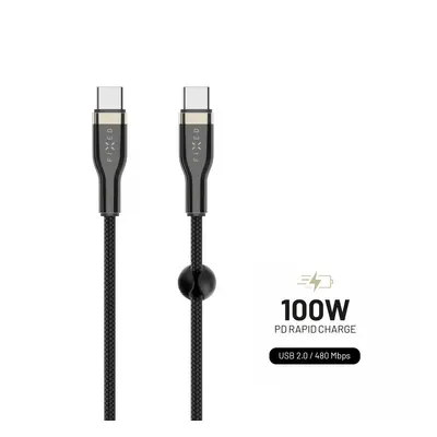 Krátký nabíjecí a datový opletený kabel FIXED s konektory USB-C/USB-C a podporou PD, 0.5m, USB 2