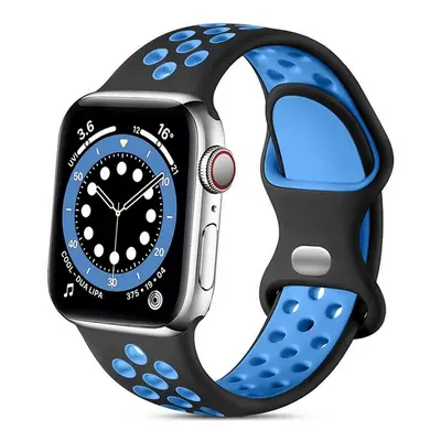 Silikonový řemínek TopQ Bubble pro Apple Watch 3-4-5-6-SE 42-44mm černo-modrý 60332