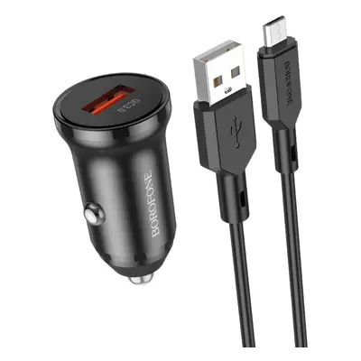 Rychlonabíječka do auta Borofone BZ18 vč. microUSB datového kabelu 18W černá