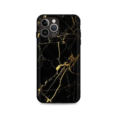 Kryt TopQ LUXURY iPhone 14 Pro pevný Marble černo-zlatý 111288