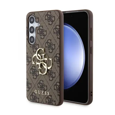 Guess PU 4G Metal Logo Zadní Kryt pro Samsung Galaxy S24+ Brown