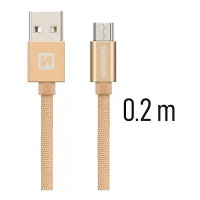 Datový kabel Swissten microUSB 0,2m zlatý 43807