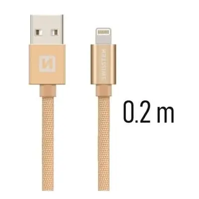 Datový kabel Swissten Lightning 0,2m zlatý 43826