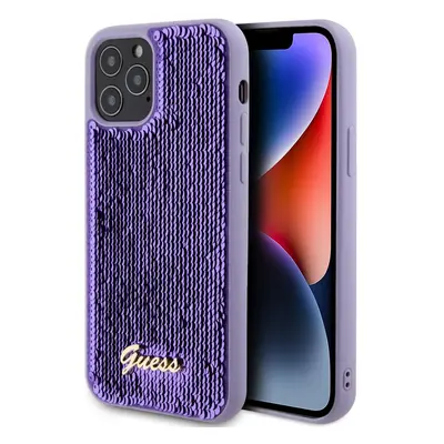 Zadní kryt Guess Sequin Script Logo pro iPhone 12 - 12 Pro Purple