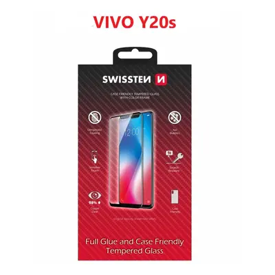 Sklo swissten full glue, color frame, case friendly vivo y20s černé