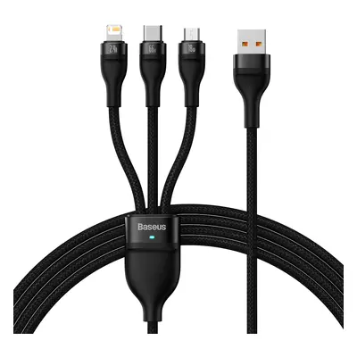 Kabel Baseus Flash Series II 3 v 1 - USB na Type C, Lightning, Micro USB - 66W 6A 1,2 metru (CAS