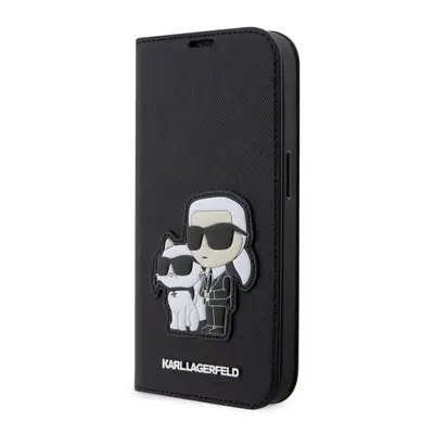 Knížkové pouzdro Karl Lagerfeld PU Saffiano Karl and Choupette NFT na iPhone 13 Pro Max černé