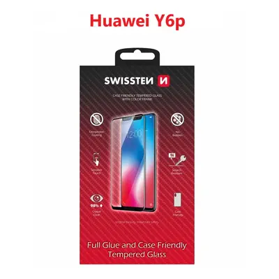 Sklo swissten full glue, color frame, case friendly huawei y6p černé