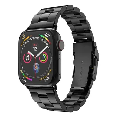 Ocelový řemínek TopQ Watchband W036 pro Apple Watch 3-4-5-6-7-SE 38-40-41 mm černý 76360