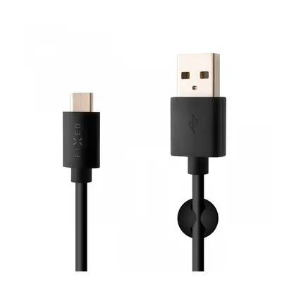 Dlouhý datový a nabíjecí kabel FIXED s konektory USB/USB-C, USB 2.0, 2 metry, černý