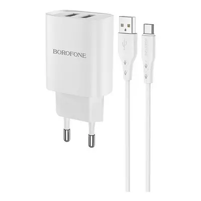 Nabíječka Borofone BN2 Smart včetně USB-C datového kabelu 2.1A bílá 75824