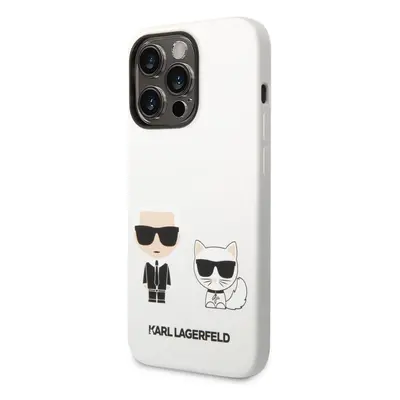 Karl Lagerfeld and Choupette Liquid Silicone Zadní Kryt pro iPhone 14 Pro Max White