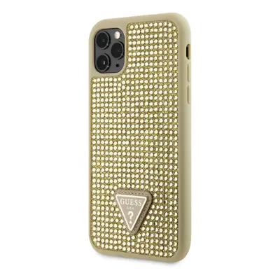 Zadní kryt Guess Rhinestones Triangle Metal Logo na iPhone 11 Pro zlatý