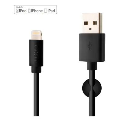 Datový a nabíjecí kabel FIXED s konektory USB/Lightning, 1 metr, MFI certifikace, černý