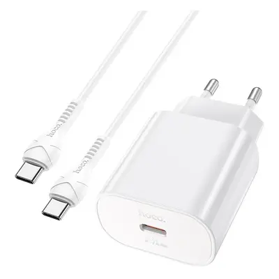 HOCO N22 Cestovní nabíječka PD25W USB-C + Kabel Type C/Type C White