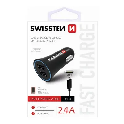 Nabíječka do auta Swissten USB-C (Type C) 2.4A Dual černá 30685