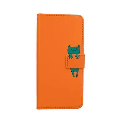 Pouzdro TopQ Xiaomi Redmi Note 12 5G knížkové oranžové s žabkou 96464