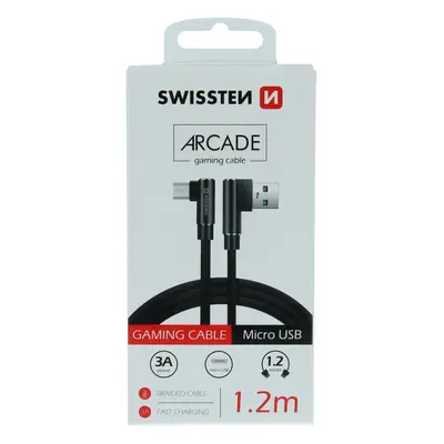 Textilní datový kabel swissten arcade usb / micro usb 1,2 m černý