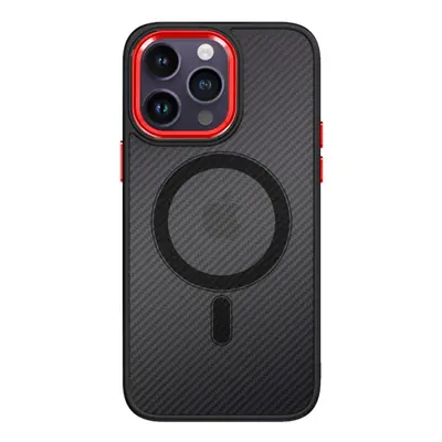 Kryt Tel Protect Magnetic Carbon iPhone 13 Pro pevný tmavý s červeným rámečkem 97588