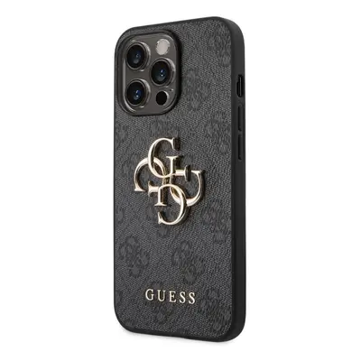 Guess PU 4G Metal Logo Zadní Kryt pro iPhone 14 Pro Max Grey