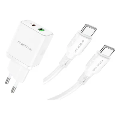 Rychlonabíječka Borofone BN7 20W včetně datového kabelu USB-C bílá 84149