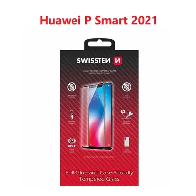 Sklo swissten full glue, color frame, case friendly huawei p smart 2021 černé