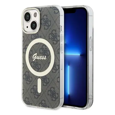 Zadní kryt Guess IML 4G MagSafe pro iPhone 15 Brown