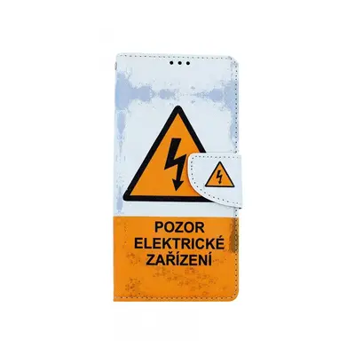 Pouzdro TopQ Samsung A42 knížkové Pozor elektrické zařízení 55575