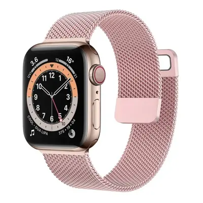 Kovový řemínek TopQ LUXURY Magnet pro Apple Watch 42-44-45-49 mm růžový 95820