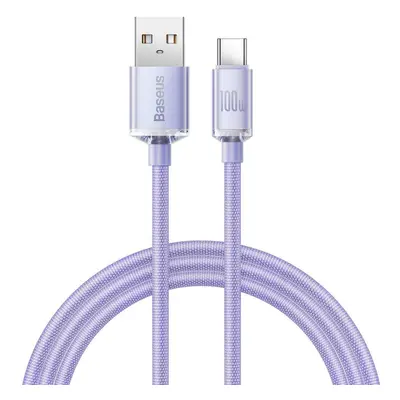 Baseus CAJY000405 Crystal Shine Series Datový Kabel USB - USB-C 100W 1,2m Purple