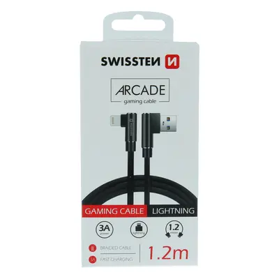 Textilní datový kabel swissten arcade usb / lightning 1,2 m černý