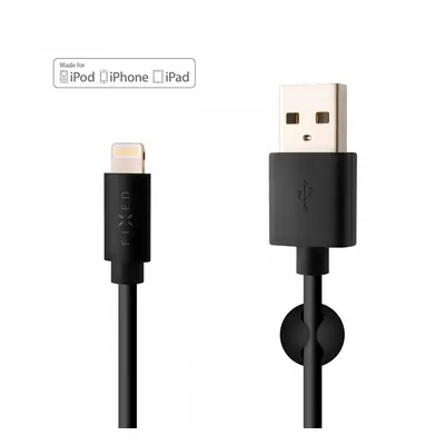 Dlouhý datový a nabíjecí kabel FIXED s konektory USB/Lightning, 2 metry, MFI certifikace, černý