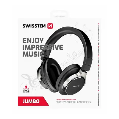 Bluetooth stereo sluchátka swissten jumbo černá