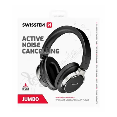 Bluetooth stereo sluchátka swissten jumbo anc černá