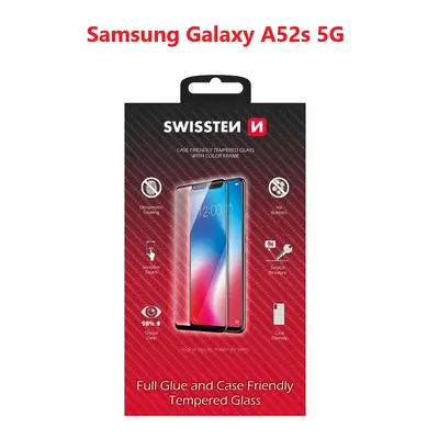 Sklo swissten full glue, color frame, case friendly na Samsung A52s 5G černé