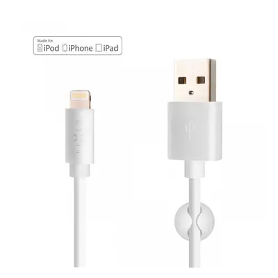 Dlouhý datový a nabíjecí kabel FIXED s konektory USB/Lightning, 2 metry, MFI certifikace, bílý