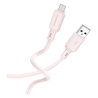 Borofone kabel BX94 Crystal color - USB na Micro USB - 2,4A 1 metr světle růžový