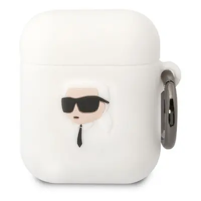 Karl Lagerfeld 3D Logo NFT Karl Head Silikonové Pouzdro pro Airpods 1/2 White