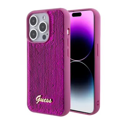 Guess Sequin Script Logo Zadní Kryt pro iPhone 15 Magenta