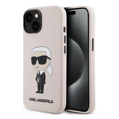 Karl Lagerfeld Liquid Silicone Ikonik NFT Zadní Kryt pro iPhone 15 Pink