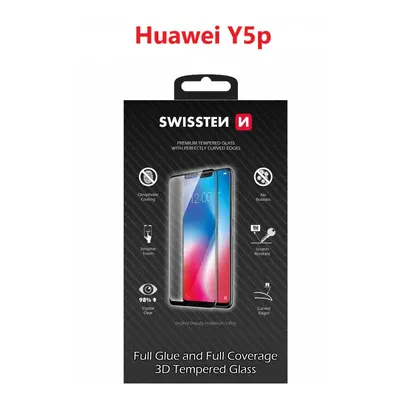 Sklo swissten ultra durable 3d full glue glass huawei y5p černé