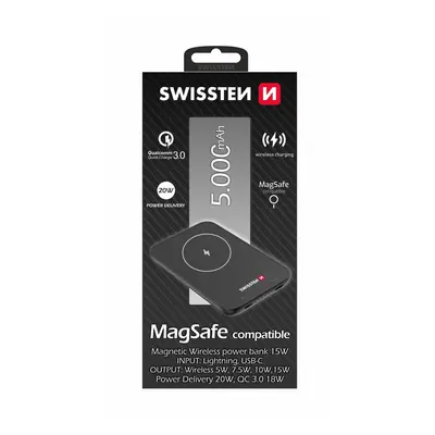 Swissten power bank for iphone 12, 12 pro, 12 pro max, 13, 13 pro max (magsafe compatible) 5000