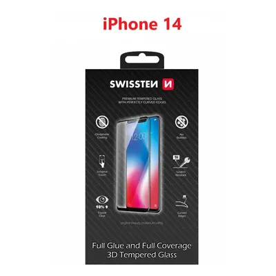 Sklo swissten ultra durable 3d full glue glass apple iphone 14 černé