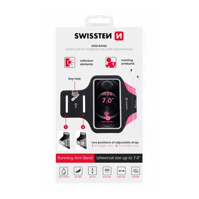 Pouzdro swissten armband case vel. 7,0" růžové